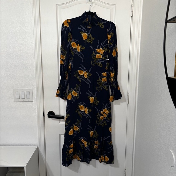 Reformation Stevi Floral Mock Turtleneck Midi-Dress Size 6 - Picture 1 of 5